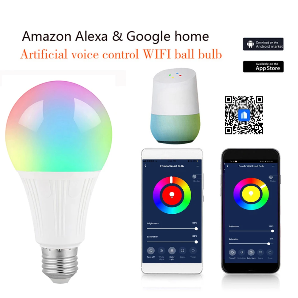Smart WiFi Light Bulb RGBW Compatible with Alexa and Google Assistant Dropship AC85-265V LED Lamp Timing Home Lighting
Smart WiFi Light Bulb RGBW Compatible with Alexa and Google Assistant Dropship AC85-265V LED Lamp Timing Home Lighting