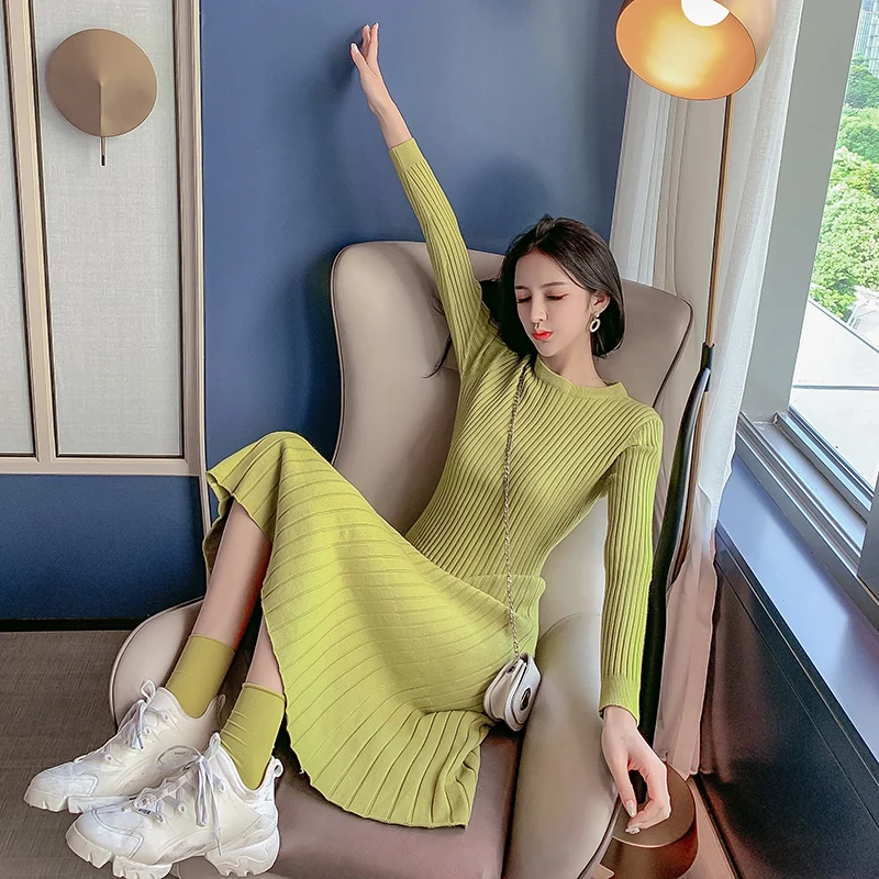 Woman Elegant Autumn Winter Sweater Dress Solid Short Thick Dress Sweater Long Sleeve A-line Knit Dress
Woman Elegant Autumn Winter Sweater Dress Solid Short Thick Dress Sweater Long Sleeve A-line Knit Dress