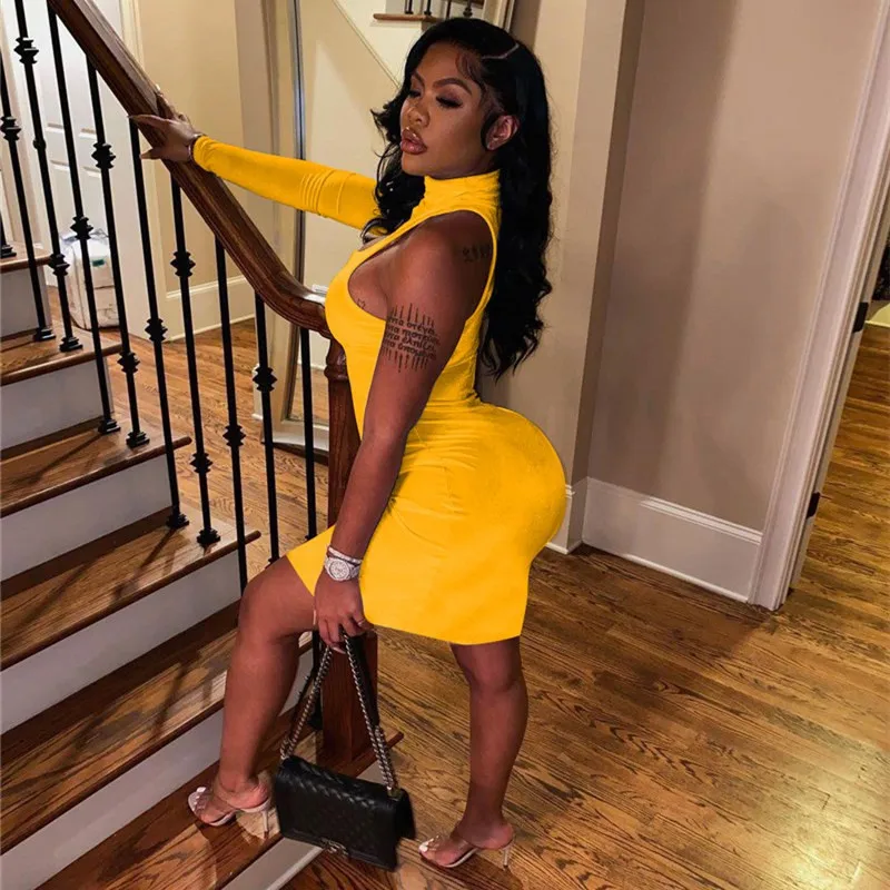 WJFZQM Sexy Hollow Out Dress Womens Solid Color One Shoulder Long Sleeve Women Clothing Dinner Dresses For Women Club Dress
WJFZQM Sexy Hollow Out Dress Womens Solid Color One Shoulder Long Sleeve Women Clothing Dinner Dresses For Women Club Dress
