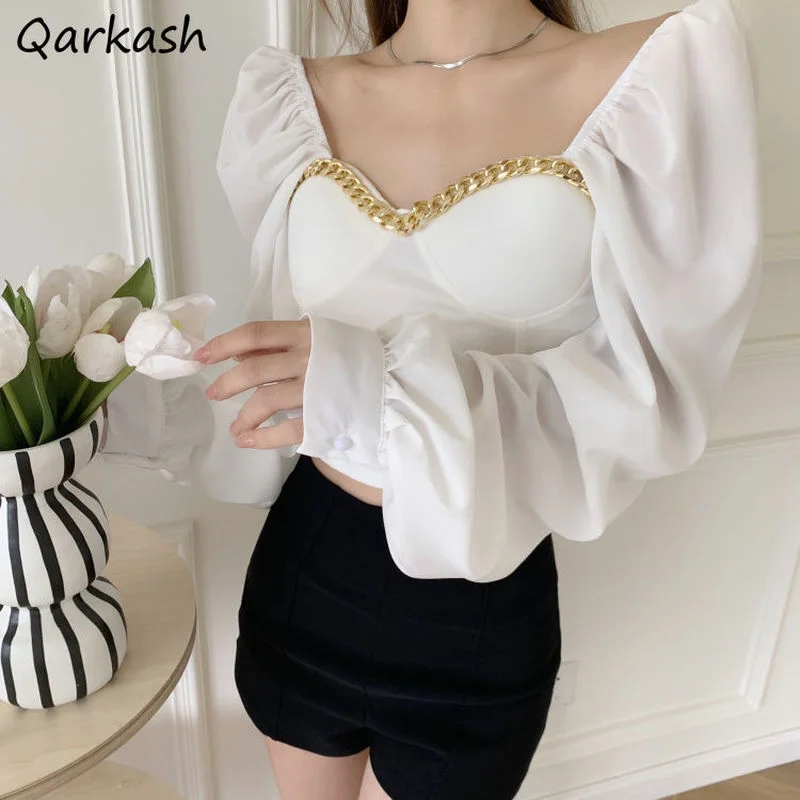Cropped Blouses Women Slim Long Sleeve Sexy Design Chain Party Harajuku Fashion Y2K Tops Ladies Popular Spring Femme Clothing
Cropped Blouses Women Slim Long Sleeve Sexy Design Chain Party Harajuku Fashion Y2K Tops Ladies Popular Spring Femme Clothing
