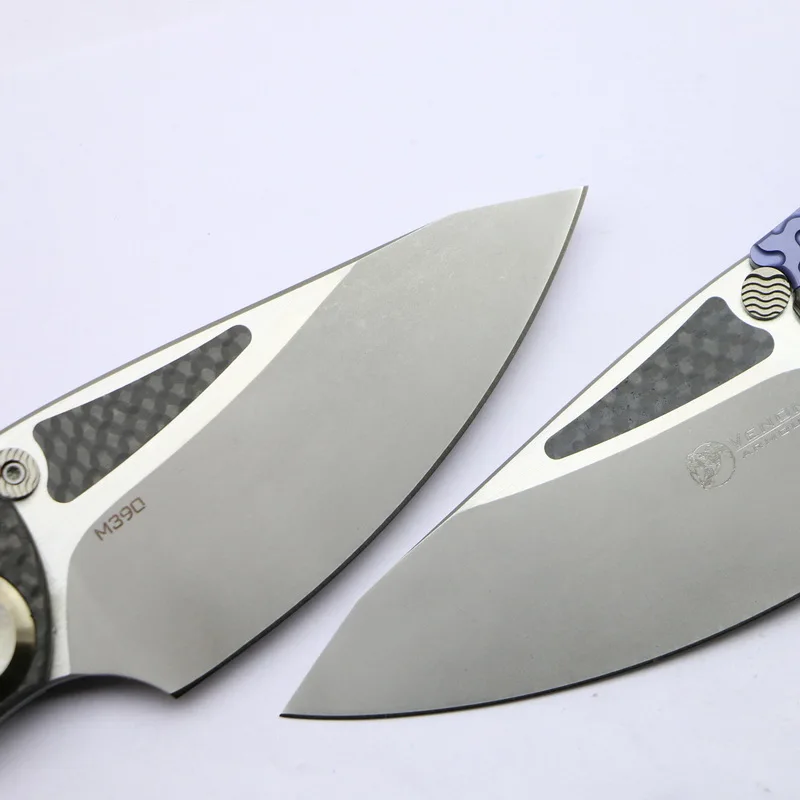 Складной нож VENOM M390 титановый CF для кемпинга охоты выживания карманный кухонный