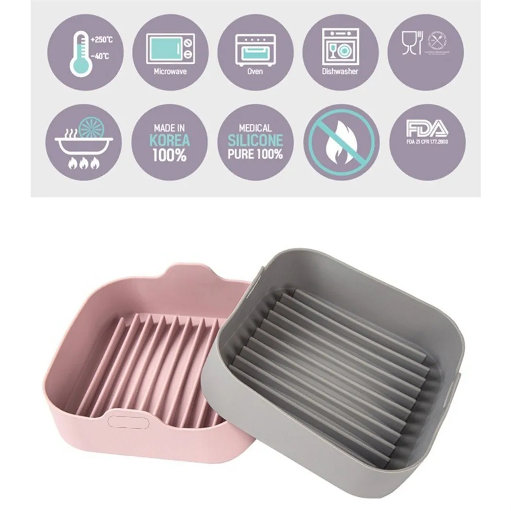Airfryer Square Silicone Baking Tray Grill Pan Bread Fried Chicken Pizza Plate Mat Air Fryer Accessories Kitchen Baking Tool
Airfryer Square Silicone Baking Tray Grill Pan Bread Fried Chicken Pizza Plate Mat Air Fryer Accessories Kitchen Baking Tool