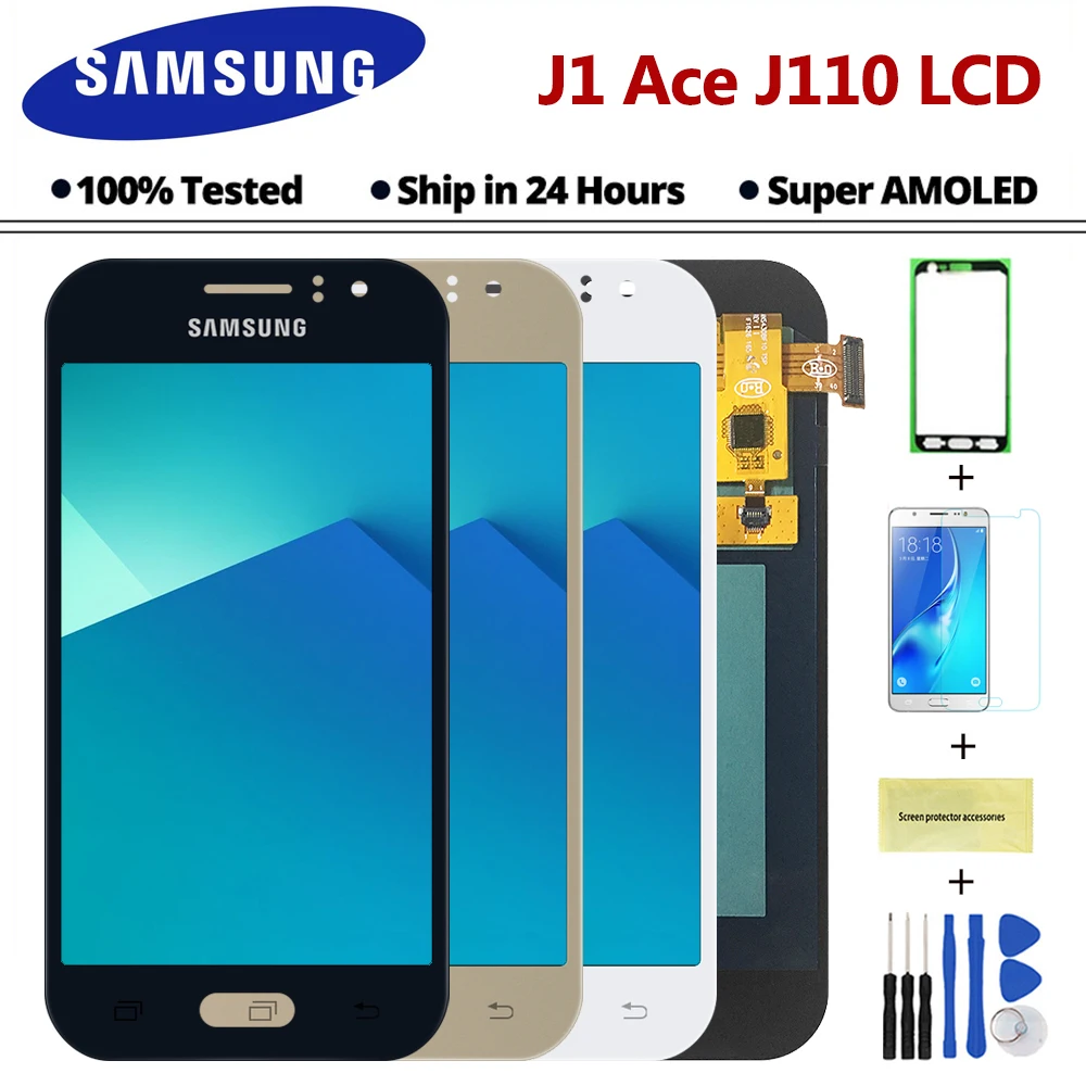 ЖК дисплей 4 3 ''Super AMOLED J110 для SAMSUNG Galaxy J1 Ace J110H J110F J110M сменный сенсорный экран