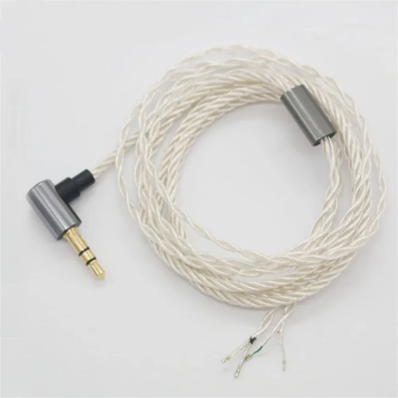 DIY провод для наушников посеребренный плетеный кабель с закручивающейся