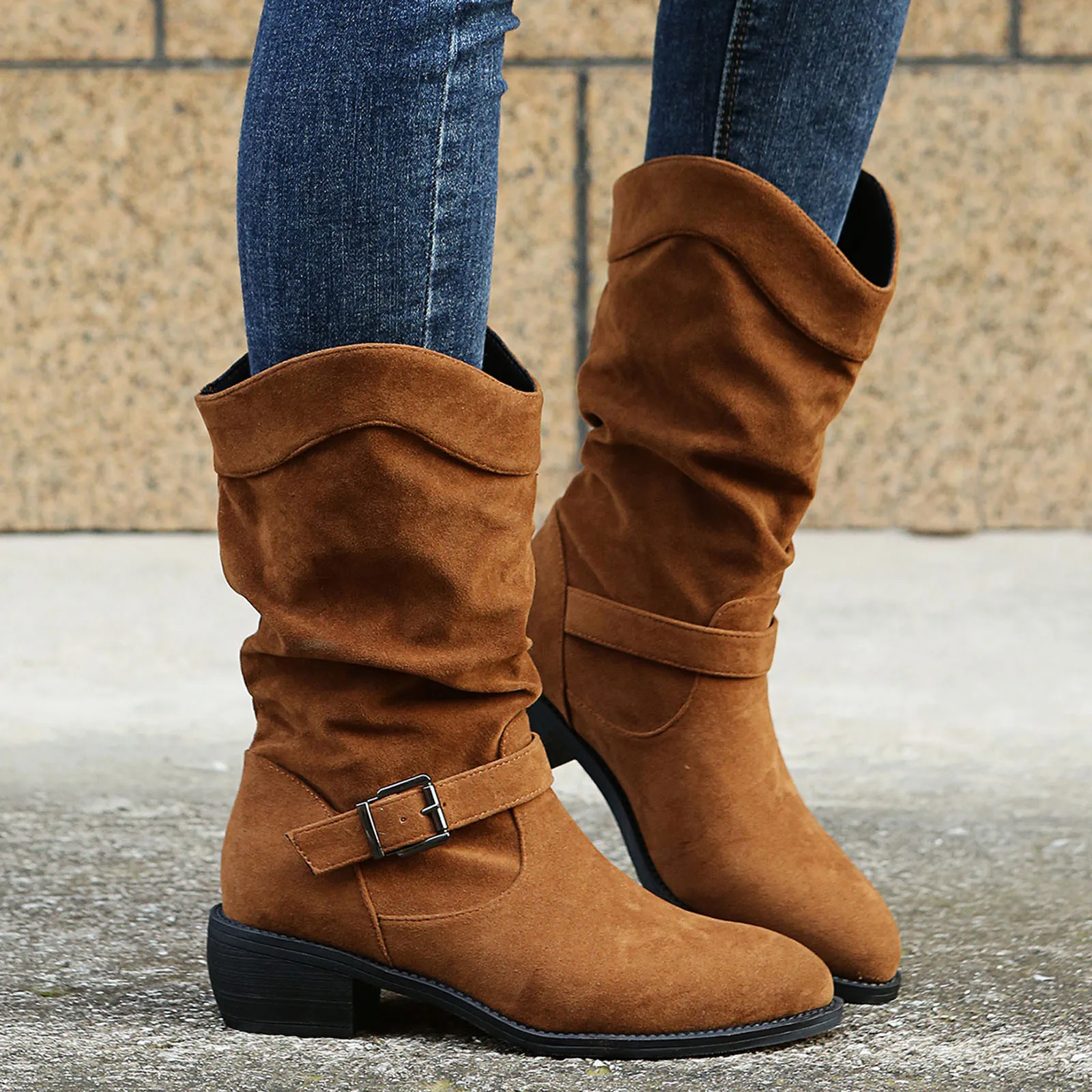 Retro Women Boots Fashion Autumn Winter Solid Color Square Heels Buckle Strap Middle Tube Booties Round Toe Shoes Plus Size
Retro Women Boots Fashion Autumn Winter Solid Color Square Heels Buckle Strap Middle Tube Booties Round Toe Shoes Plus Size