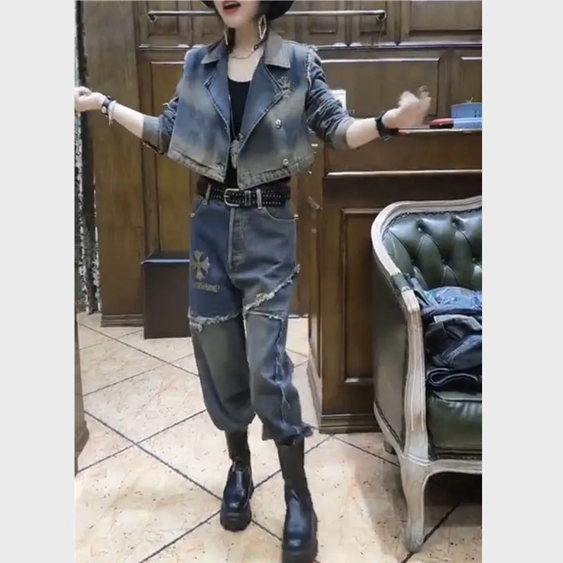 Denim Jackets Women Coats with Pants Clothing Set for Women 2020 New Autumn Denim Coats with Denim Trouser
Denim Jackets Women Coats with Pants Clothing Set for Women 2020 New Autumn Denim Coats with Denim Trouser