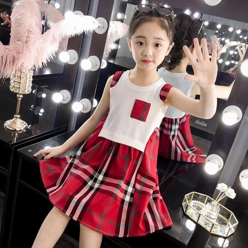 2022 Summer Baby Girl Clothes Children Spliced Plaid Pocket Sleeveless Fashion Princess Short Dresses Loose All-match Casual Top
2022 Summer Baby Girl Clothes Children Spliced Plaid Pocket Sleeveless Fashion Princess Short Dresses Loose All-match Casual Top