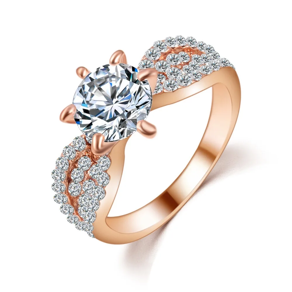 Wedding Ring For Women Rose Gold Color Six Claw Cubic Zirconia Round Cut Engagement Party Gift Fashion Jewelry
Wedding Ring For Women Rose Gold Color Six Claw Cubic Zirconia Round Cut Engagement Party Gift Fashion Jewelry