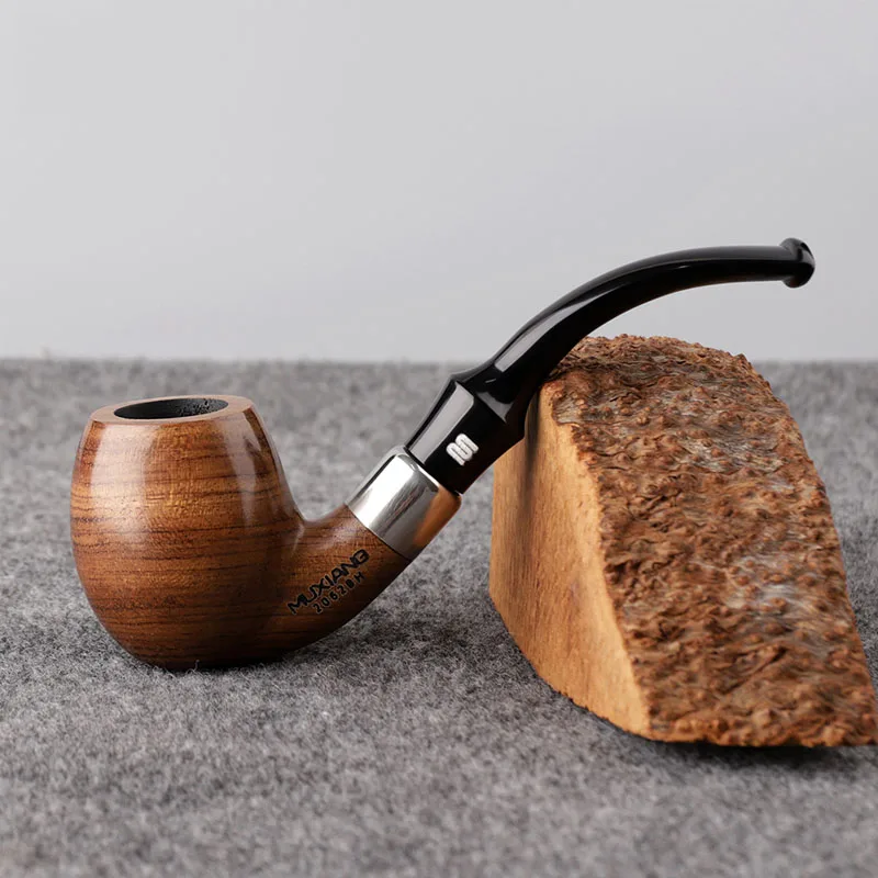 

MUXIANG Handmade Rosewood Pipe Smoke Men Acrylic Saddle Mouthpiece Bent Stem Solid Wooden Tobacco Smoking Pipe with 9mm Filter
