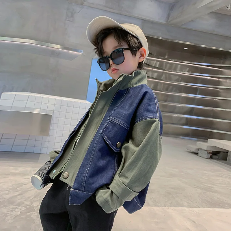 New Spring And Autumn Denim Jacket Boys Lapel Patchwork Fashion Jacket Boys All-match Casual Tops Fashion Stand-up Collar Tops
New Spring And Autumn Denim Jacket Boys Lapel Patchwork Fashion Jacket Boys All-match Casual Tops Fashion Stand-up Collar Tops