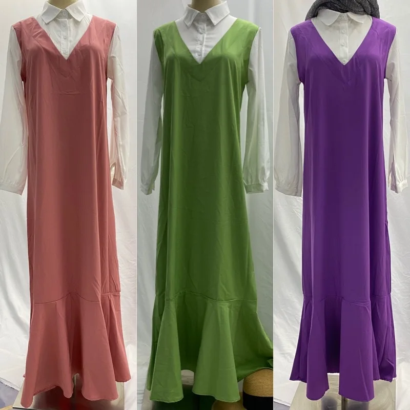 Donsignet Muslim Dress New Southeast Asian Style Vestido Fake Two-piece Loose Plus Size Dress Arab Middle East Women's Dress 
Donsignet Muslim Dress New Southeast Asian Style Vestido Fake Two-piece Loose Plus Size Dress Arab Middle East Women's Dress