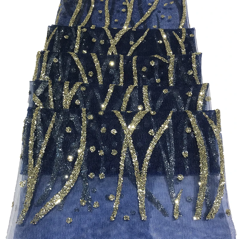 Navy Blue African Net Sequin Lace Fabric Gold Glitter Tulle Mesh Textiles Nigerian Wedding Party Evening Dresses Sewing Material
Navy Blue African Net Sequin Lace Fabric Gold Glitter Tulle Mesh Textiles Nigerian Wedding Party Evening Dresses Sewing Material