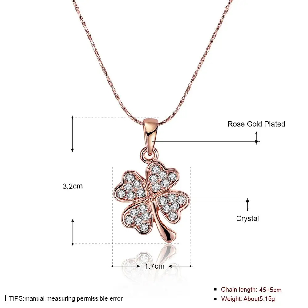 Rose Gold Clover Pendant Women's Necklace Elegant Office Lady Valentine's Day Gift Party Jewelry Accessories | Украшения и