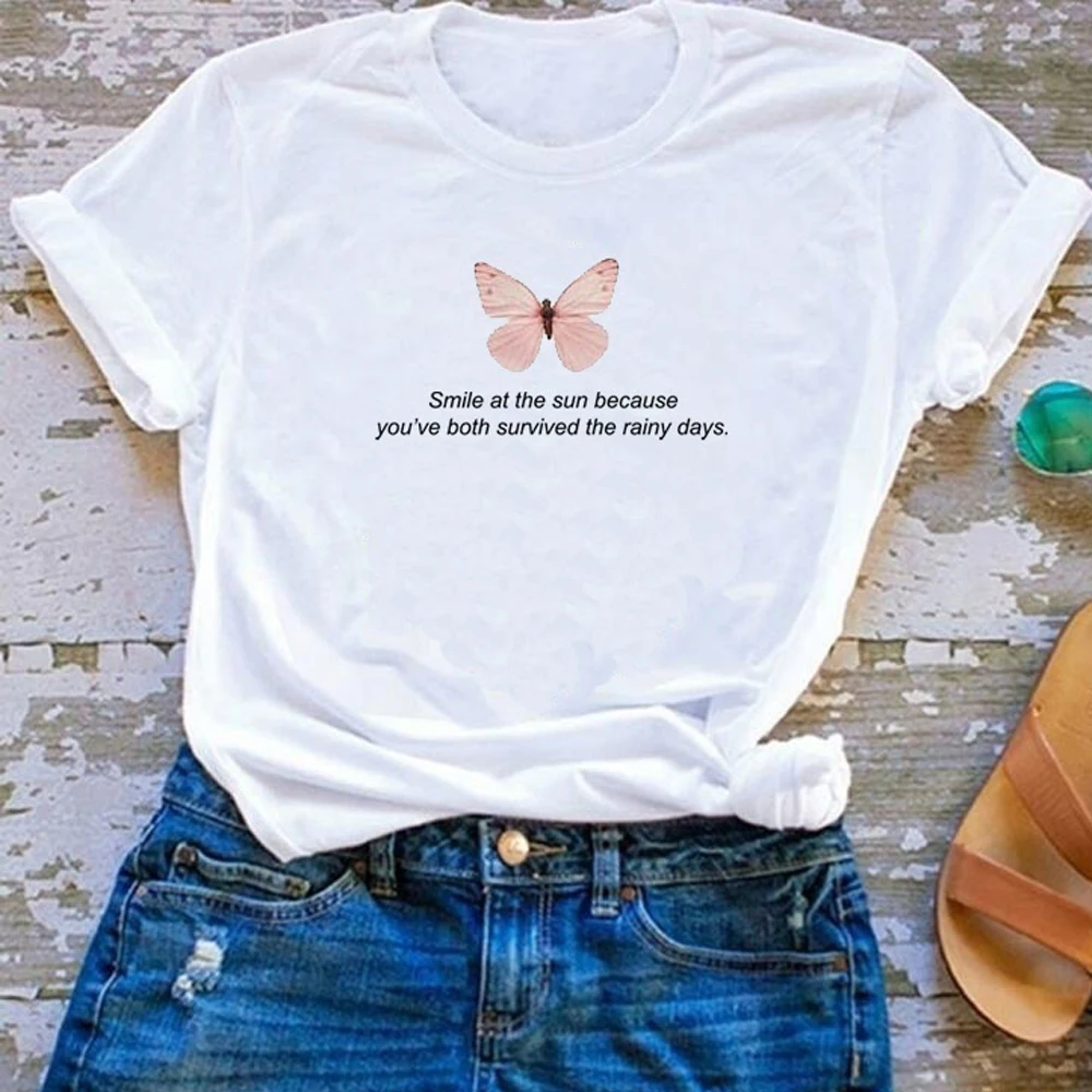 Summer Fashion Women's White Tops Tee Become The Change Butterfly Print T Shirt Cute Aesthetic Inspirational Quotes T-Shirt
Summer Fashion Women's White Tops Tee Become The Change Butterfly Print T Shirt Cute Aesthetic Inspirational Quotes T-Shirt