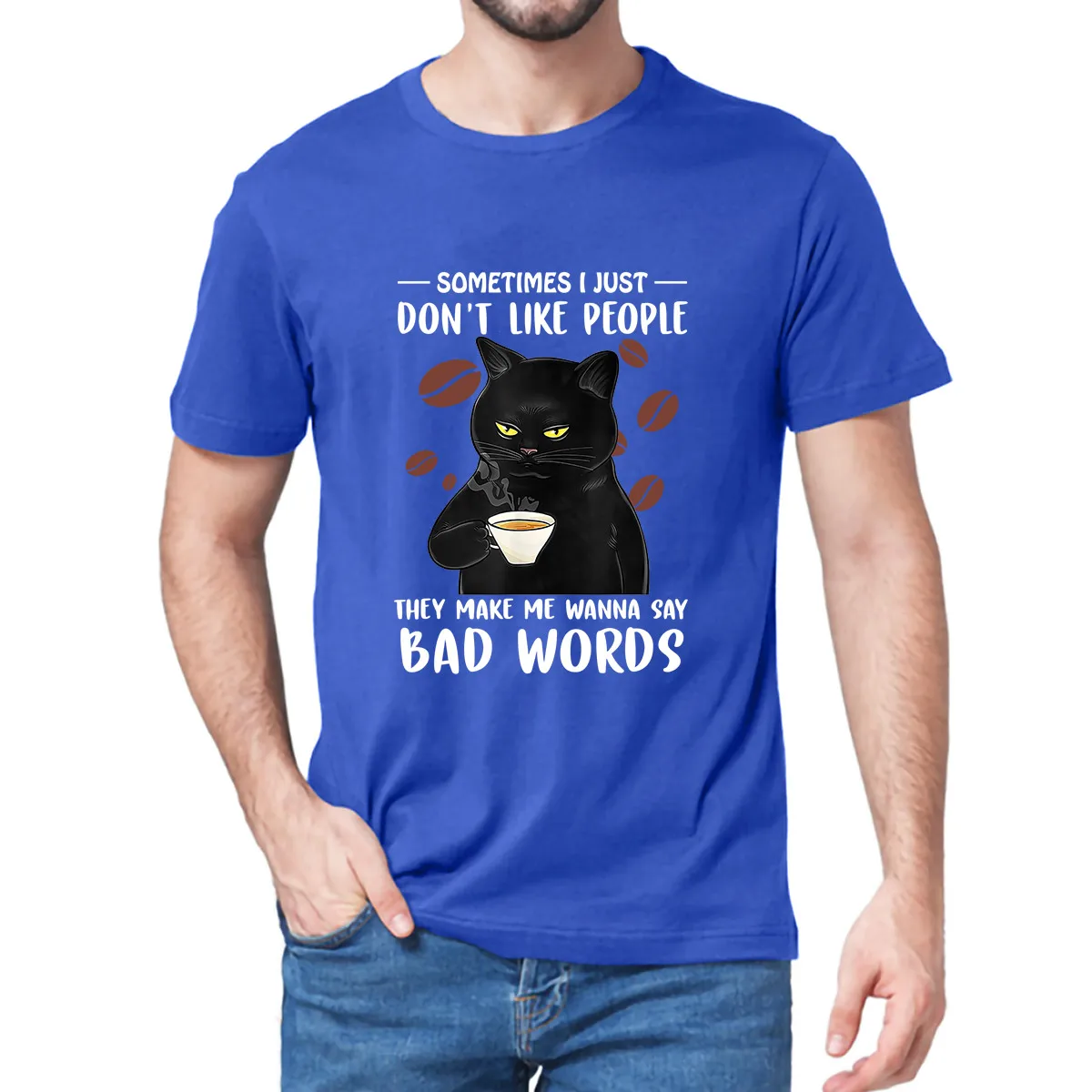 Funny Black Cat Sometimes Don’t Like People They Make Me Say Bad Words Men's 100% Cotton Short Sleeve Novelty T-Shirt Women Tee
Funny Black Cat Sometimes Don’t Like People They Make Me Say Bad Words Men's 100% Cotton Short Sleeve Novelty T-Shirt Women Tee