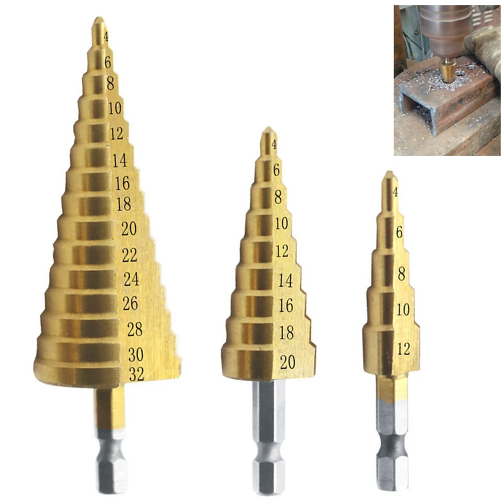 3pcs HSS Step Drill Bit Set Straight Groove Step Drill Bit Titanium Coated Wood Metal Hole Cutter Core Drill Bit Set Metric
3pcs HSS Step Drill Bit Set Straight Groove Step Drill Bit Titanium Coated Wood Metal Hole Cutter Core Drill Bit Set Metric