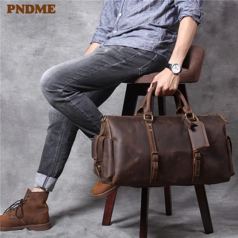 Винтажная мужская дорожная сумка PNDME из воловьей кожи crazy horse, сумка высокого качества из натуральной кожи, вместительная багажная сумка, вещ...
Винтажная мужская дорожная сумка PNDME из воловьей кожи crazy horse, сумка высокого качества из натуральной кожи, вместительная багажная сумка, вещ...