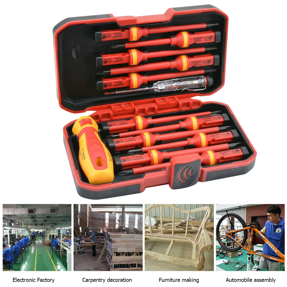 13pcs VDE Insulated Screw Holder Hex Phillips Slotted Screwdriver Hand Tool insulated plastic handle screwdriver
13pcs VDE Insulated Screw Holder Hex Phillips Slotted Screwdriver Hand Tool insulated plastic handle screwdriver