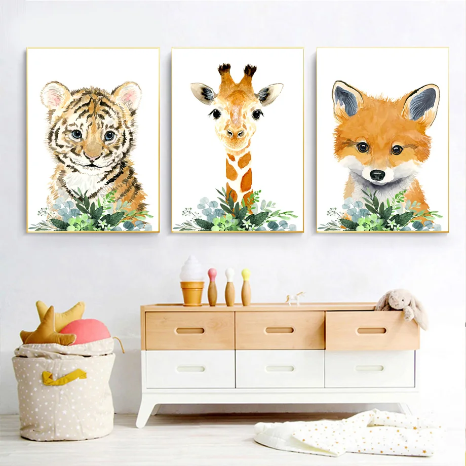 Baby Tiger Elephant Giraffe Raccoon lamb Lion Bunny Posters And Prints Wall Art Canvas Painting Wall Pictures Kids Room Decor
Baby Tiger Elephant Giraffe Raccoon lamb Lion Bunny Posters And Prints Wall Art Canvas Painting Wall Pictures Kids Room Decor