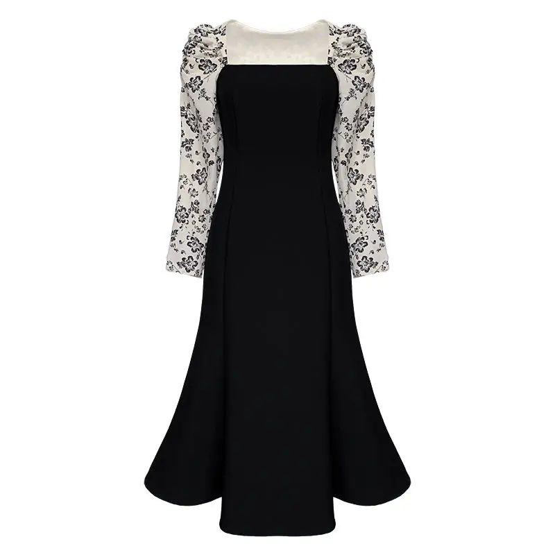 Spring Floral Trumpet Dress Women Black Elegant Patchwork Party Dress Female Casual French Retro Korean Summer Dress 2021 New
Spring Floral Trumpet Dress Women Black Elegant Patchwork Party Dress Female Casual French Retro Korean Summer Dress 2021 New