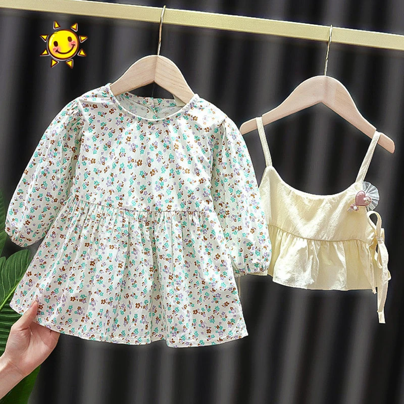 Винтажный комплект одежды для маленьких девочек из 2 предметов летние хлопковые