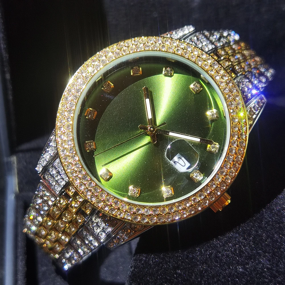 MISSFOX Men's Watch Emerald Green Diamond Round Wristwatch Man Fashion Luxury Jewelry Watches Gold And Silver Relógio Masculino
MISSFOX Men's Watch Emerald Green Diamond Round Wristwatch Man Fashion Luxury Jewelry Watches Gold And Silver Relógio Masculino
