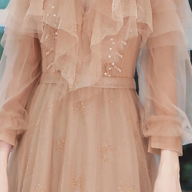 New Sequins Evening Dresses O-Neck Full Sleeves A-line Ankle-length Simple Elegant Ruched Lace Up Woman Formal Party Dress A367
New Sequins Evening Dresses O-Neck Full Sleeves A-line Ankle-length Simple Elegant Ruched Lace Up Woman Formal Party Dress A367