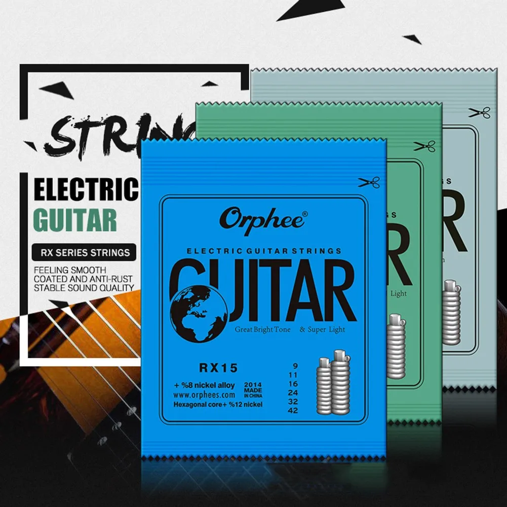 Orphee Metal Electric Guitar Strings Set RX Series Practiced Hexagonal Carbon Steel 6 String For Guitar Parts Full-Size
Orphee Metal Electric Guitar Strings Set RX Series Practiced Hexagonal Carbon Steel 6 String For Guitar Parts Full-Size