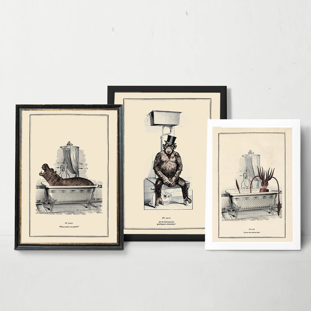 Vintage Chimp Hippo Squid Print Funny Toilet Wall Art Poster Retro Gothic Steampunk Bathroom Wall Pictures Canvas Painting Decor
Vintage Chimp Hippo Squid Print Funny Toilet Wall Art Poster Retro Gothic Steampunk Bathroom Wall Pictures Canvas Painting Decor