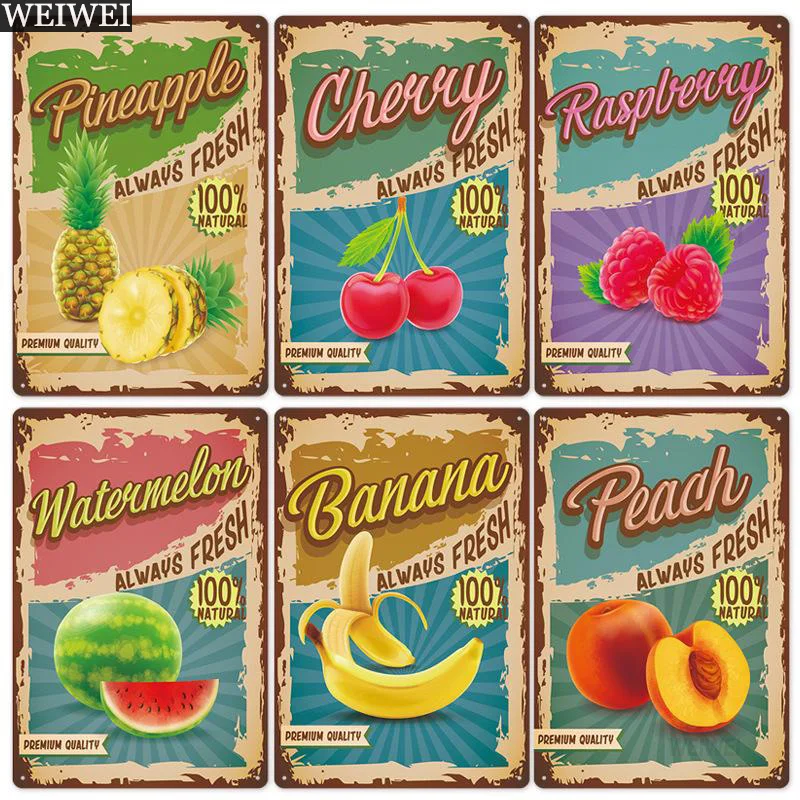 Fruits Metal Signs Summer Vintage Shabby Rusted Metal Plaques Modern Home Decoration Kitchen Bar Wall Plate Decor Tin Sign WEIWE
Fruits Metal Signs Summer Vintage Shabby Rusted Metal Plaques Modern Home Decoration Kitchen Bar Wall Plate Decor Tin Sign WEIWE