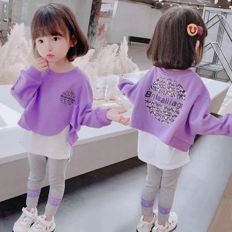 Girls Long Sleeve Top Tights Set Spring and Autumn Children's Loose Fake Two-piece T-shirt Pants 2-piece Set Kids clothes set
Girls Long Sleeve Top Tights Set Spring and Autumn Children's Loose Fake Two-piece T-shirt Pants 2-piece Set Kids clothes set