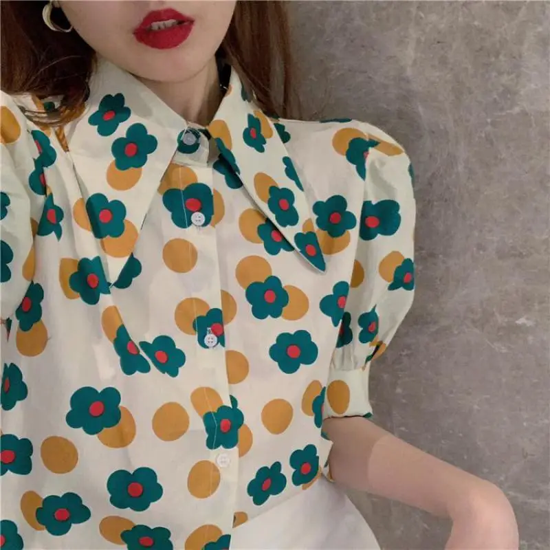 Chic Floral Print Big Collar Elegant Blouse Shirt Women Clothing Short Sleeve Puff Sleeve Tops Chemises Femme
Chic Floral Print Big Collar Elegant Blouse Shirt Women Clothing Short Sleeve Puff Sleeve Tops Chemises Femme