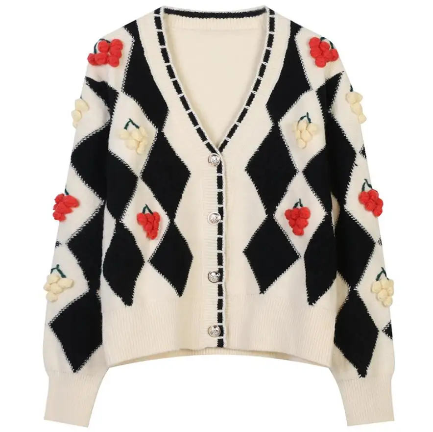 New Women Girl Fall Winter Full Sleeve Plaid Cardigans Open Front Knitwear Knitted Embroidery Cherry Coat Jacket Tops
New Women Girl Fall Winter Full Sleeve Plaid Cardigans Open Front Knitwear Knitted Embroidery Cherry Coat Jacket Tops
