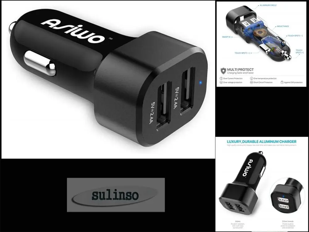 Автомобильное зарядное устройство Sulinso адаптер автомобильного зарядного