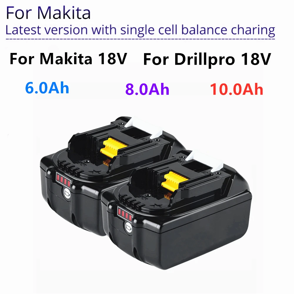 18V Tools 6A/8A/10Ah Rechargeable Li-ion Batteries For Makita Battery Power Tools 6.0Ah 18 V Replacement BL1860 BL1850 6A 8A 10A 
18V Tools 6A/8A/10Ah Rechargeable Li-ion Batteries For Makita Battery Power Tools 6.0Ah 18 V Replacement BL1860 BL1850 6A 8A 10A