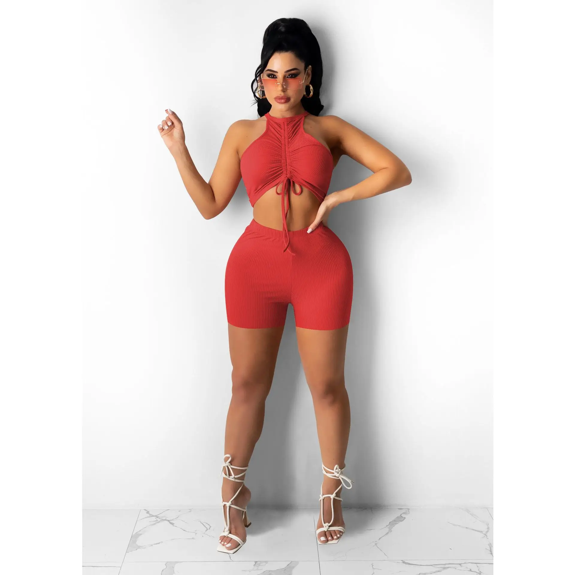 Casaul Women Two Piece Set Knit Ribbed Drawstring Sleeveless Shirt + Short Pants Streetwear Tracksuit Women Clothes
Casaul Women Two Piece Set Knit Ribbed Drawstring Sleeveless Shirt + Short Pants Streetwear Tracksuit Women Clothes