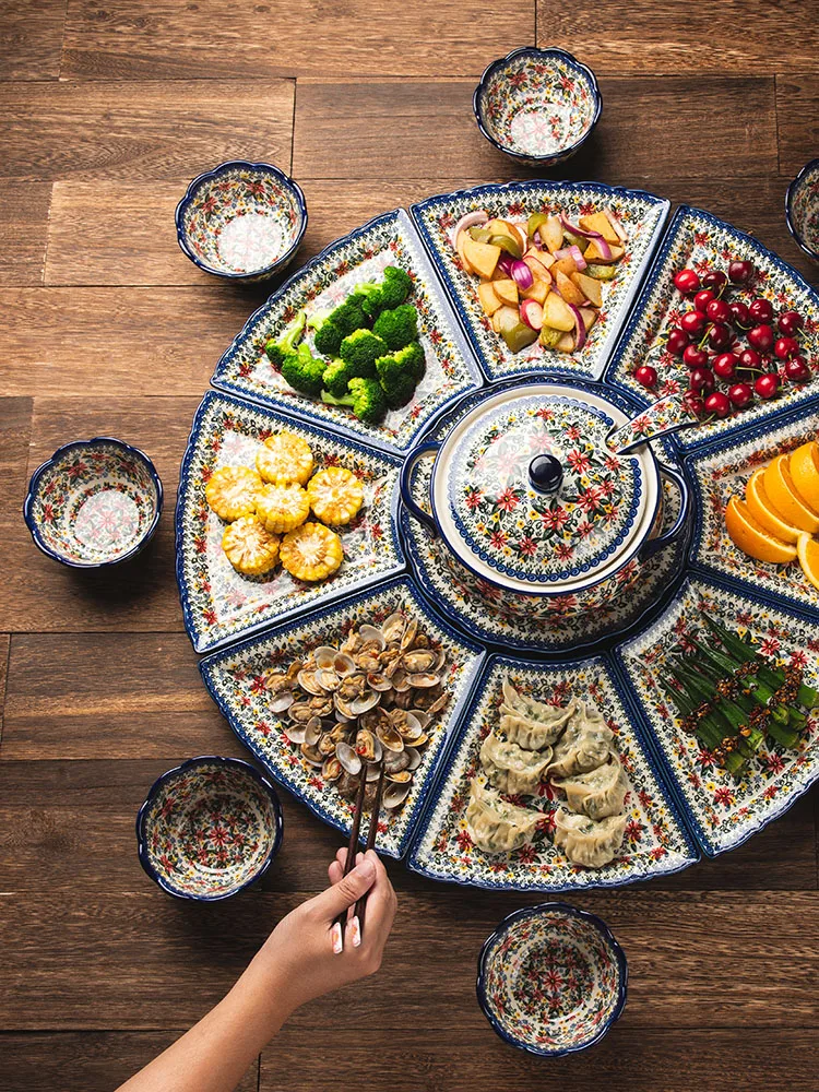 8 People Use Assorted Dishes Fan Shape Ceramic Dinner Plate Set With Soup Pot Rice Soup Bowl Household Festival Party Utensils
8 People Use Assorted Dishes Fan Shape Ceramic Dinner Plate Set With Soup Pot Rice Soup Bowl Household Festival Party Utensils