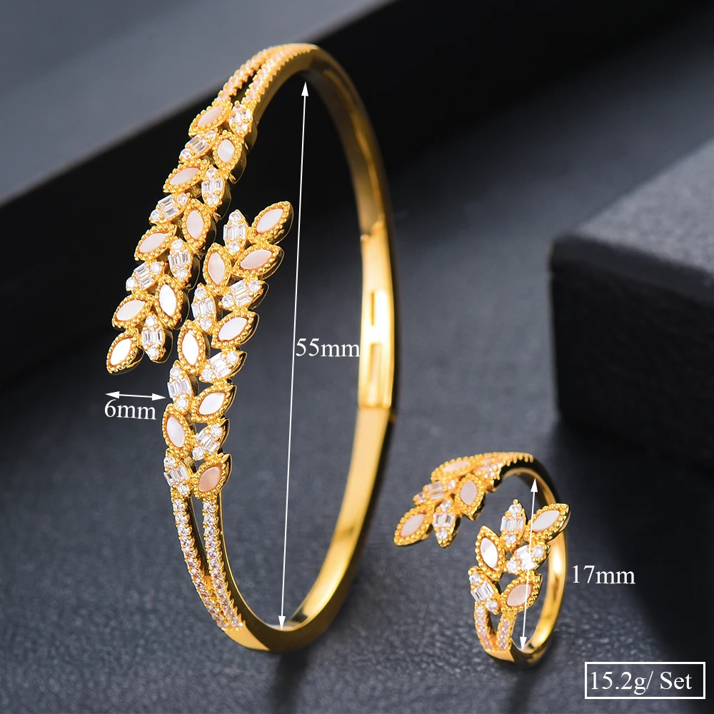 missvikki Micro Pave Cubic Zirconia Stones Leaves Bangle Ring Jewelry Set For Girl Gift Bridal Wedding Accessories High Quality
missvikki Micro Pave Cubic Zirconia Stones Leaves Bangle Ring Jewelry Set For Girl Gift Bridal Wedding Accessories High Quality