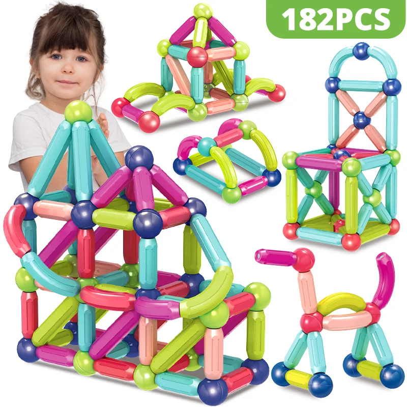 22-182PCS Big Size Magnetic Stick Designer Set Building Blocks DIY Magnets Balls Rod Constructor Bricks Educational Toys For Kid
22-182PCS Big Size Magnetic Stick Designer Set Building Blocks DIY Magnets Balls Rod Constructor Bricks Educational Toys For Kid