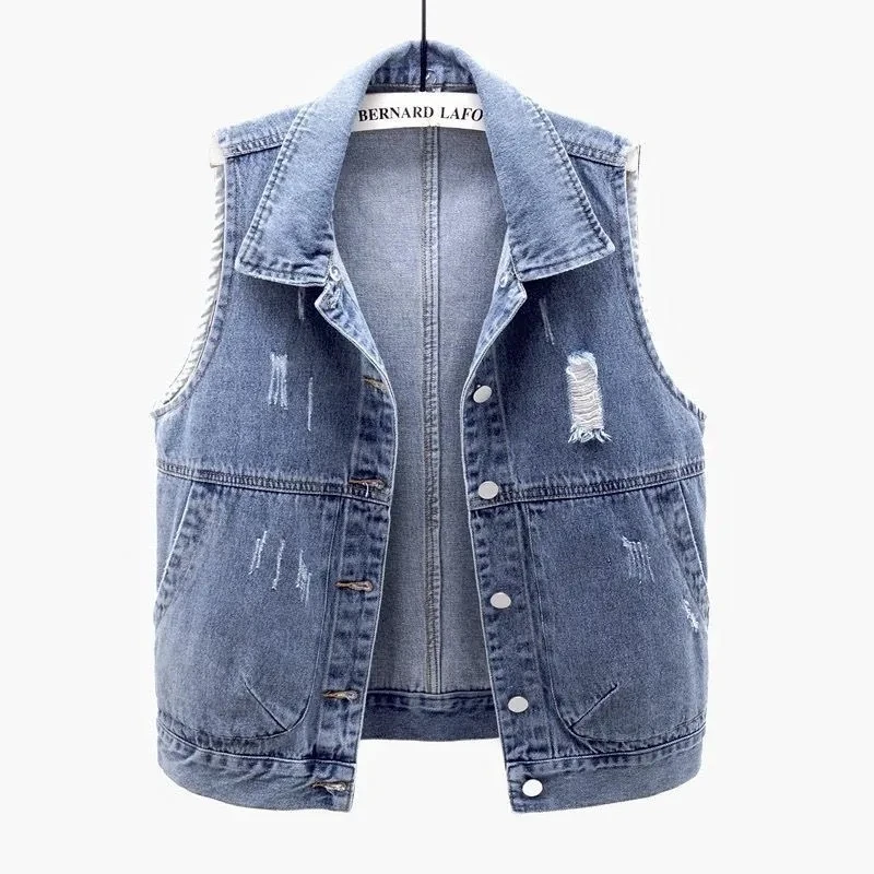 Plus Size 2022 New Spring Autumn Women Denim Casual Vest Fashion Hole Denim Vests Jeans Jacket Sleeveless Coat Cardigans Outwear
Plus Size 2022 New Spring Autumn Women Denim Casual Vest Fashion Hole Denim Vests Jeans Jacket Sleeveless Coat Cardigans Outwear