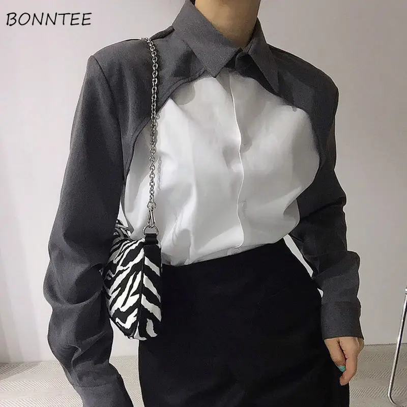 Shirts Women Autumn New Panelled Patchwork All-match Leisure Office Minimalist Cozy Stylish Turn-down Collar Female Korean Style
Shirts Women Autumn New Panelled Patchwork All-match Leisure Office Minimalist Cozy Stylish Turn-down Collar Female Korean Style