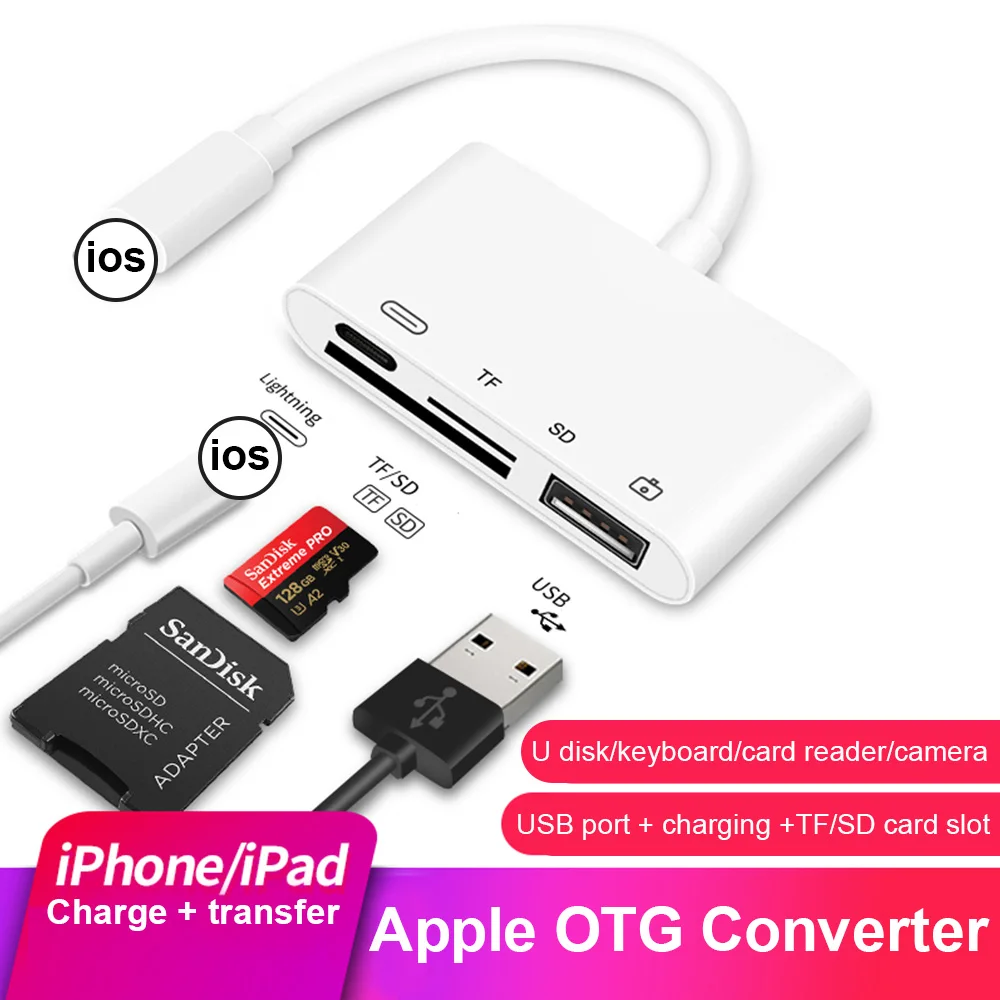 USB OTG конвертер SD/TF кардридер адаптер с подсветкой подключите карту камеры и Play Ata конвертер для IPhone12/11Pro/XsMax/XR IPad
USB OTG конвертер SD/TF кардридер адаптер с подсветкой подключите карту камеры и Play Ata конвертер для IPhone12/11Pro/XsMax/XR IPad