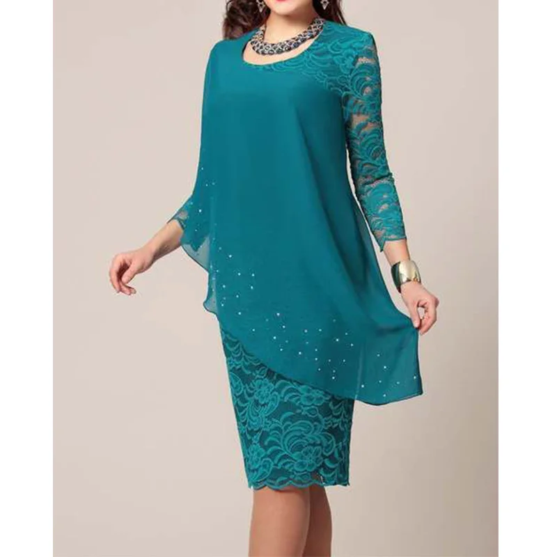 Women Dress large Size Solid Chiffon Ladies Office Casual Vestidos lace elegant evening Autumn Spring dress Plus Size Bodycon
Women Dress large Size Solid Chiffon Ladies Office Casual Vestidos lace elegant evening Autumn Spring dress Plus Size Bodycon