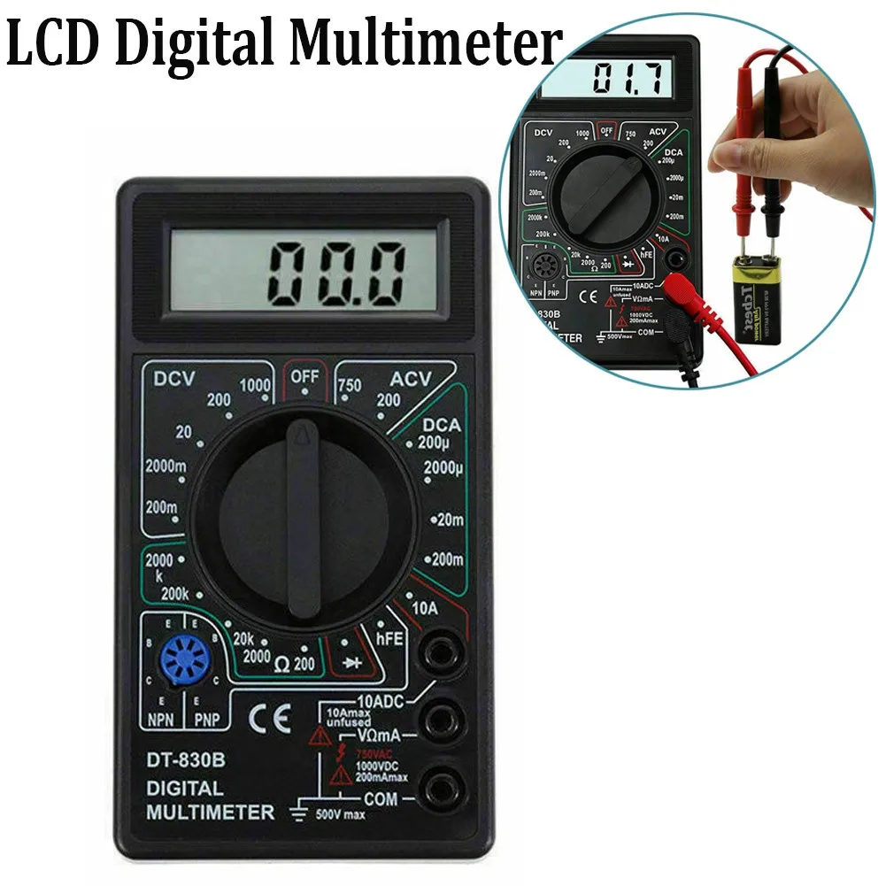 DT830B AC/DC LCD Digital Multimeter Voltmeter Ammeter Ohm Tester High Safety Handheld Meter Digital Multimeter
DT830B AC/DC LCD Digital Multimeter Voltmeter Ammeter Ohm Tester High Safety Handheld Meter Digital Multimeter