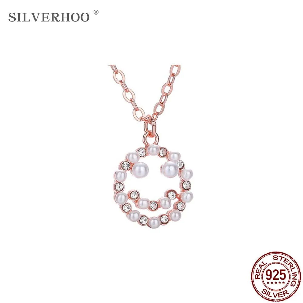 SILVERHOO 925 Sterling Silver Cute Smiley Pendant Necklaces For Women Shiny Zircon Pearl Necklace Charms Valentine's Day Jewelry
SILVERHOO 925 Sterling Silver Cute Smiley Pendant Necklaces For Women Shiny Zircon Pearl Necklace Charms Valentine's Day Jewelry
