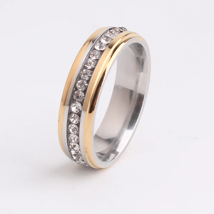 wedding rings Gold side Single row rhinestone 316L Stainless Steel finger rings for men women wholesale
wedding rings Gold side Single row rhinestone 316L Stainless Steel finger rings for men women wholesale