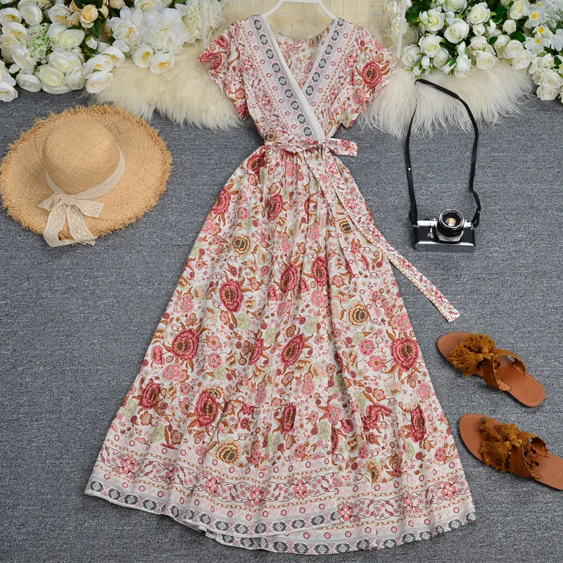 2021 Summer Holiday Bohemian Print Beach Dress Women's Streetwear Casual V Neck A Line Long Dress Vintage Vestidos For Women
2021 Summer Holiday Bohemian Print Beach Dress Women's Streetwear Casual V Neck A Line Long Dress Vintage Vestidos For Women