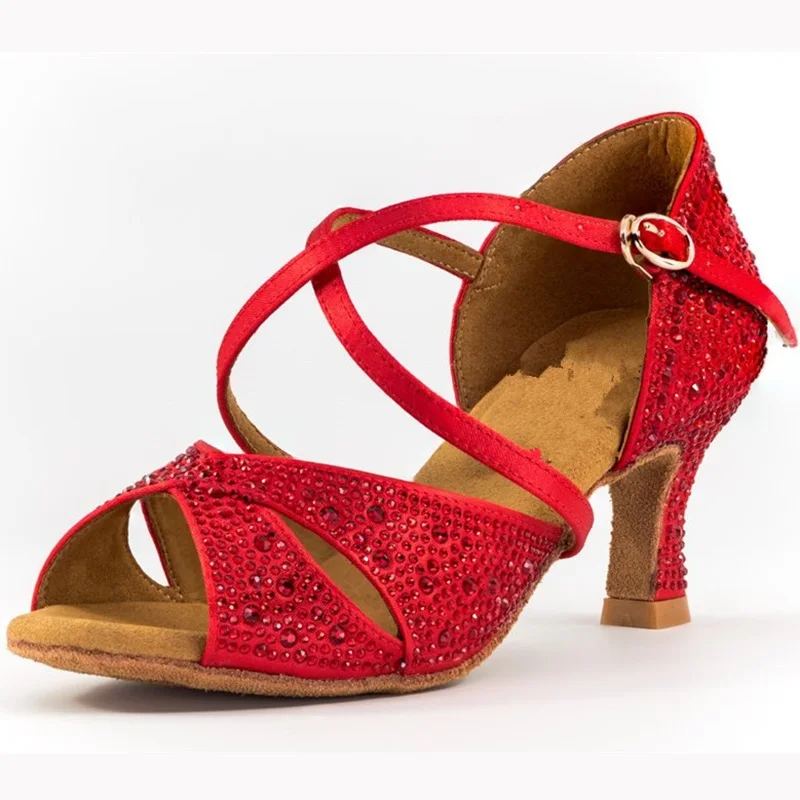 Red Satin With Rhinestone Professional Latin Dance Shoes For Women Salsa 6/8.5cm Heel Height Zapatos De Baile Size US 4-12
Red Satin With Rhinestone Professional Latin Dance Shoes For Women Salsa 6/8.5cm Heel Height Zapatos De Baile Size US 4-12