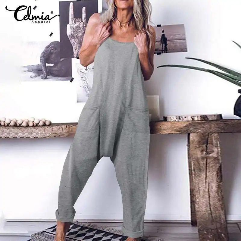 Винтажные повседневные Комбинезоны Celmia, женские летние пикантные комбинезоны без рукавов, Свободные Комбинезоны на бретелях, женские длин... 
Винтажные повседневные Комбинезоны Celmia, женские летние пикантные комбинезоны без рукавов, Свободные Комбинезоны на бретелях, женские длин...