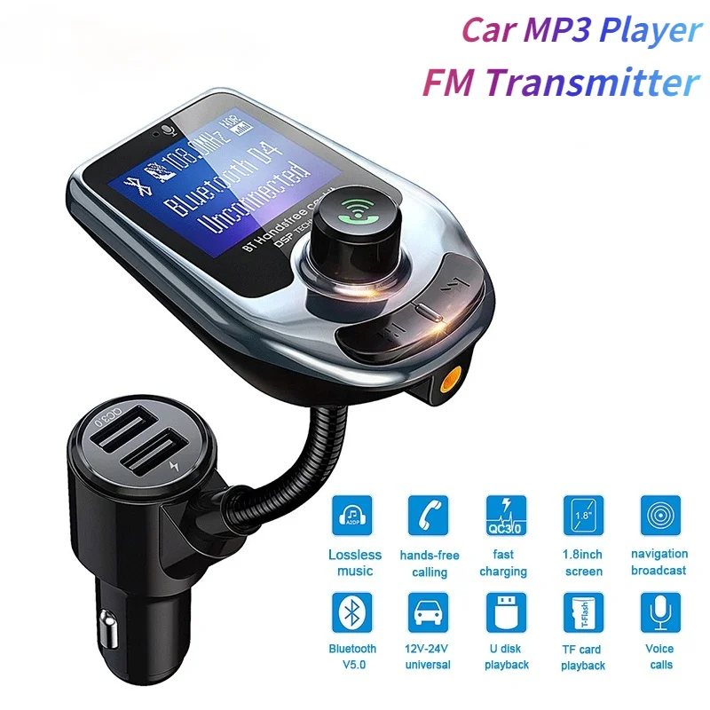 Car MP3 Player Bluetooth FM Transmitter Modulator Car Music Player With 3.0A Dual USB Car Charger Speakers AUX Connection
Car MP3 Player Bluetooth FM Transmitter Modulator Car Music Player With 3.0A Dual USB Car Charger Speakers AUX Connection